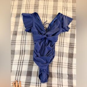 BD Swim Ruffled One-Piece Swimsuit in Deep Blue L